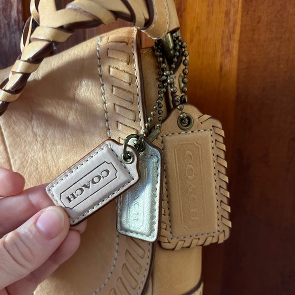 Coach Poppy Whipstitch Leather Hobo Crossbody Bag Saddle Tan 19004 Y2K Boho - Picture 8 of 10